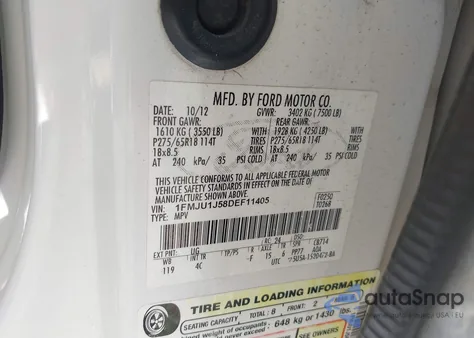 2013 Ford Expedition Xlt из США, поврежденный, VIN 1FMJU1J58DEF11405